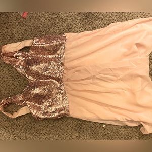 Rose gold formal knee length dress. Size large. Sleeveless